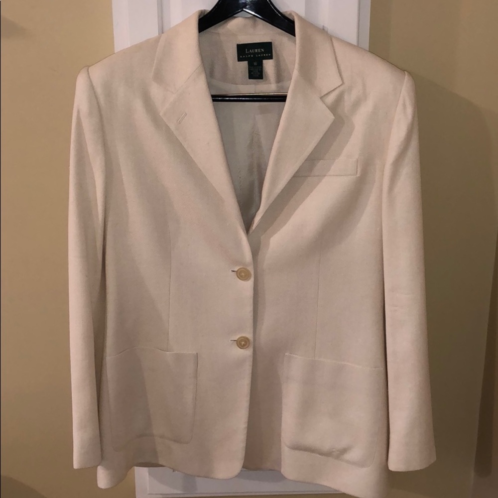 Cream jacket.
